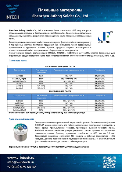 JUFENG - Паяльные материалы