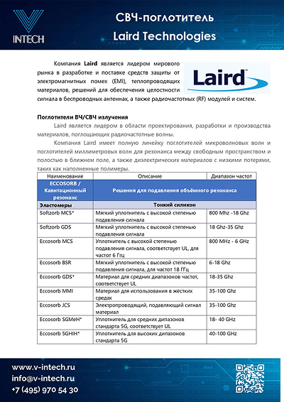 Laird - СВЧ-поглотители, эластомеры